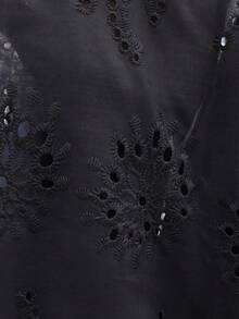 SHEIN VCAY Blusa informal de mujer con manga abullonada y bordado, de abotonadura simple - Negro - Ver 7