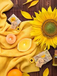 60pcs Sunflower Themed Party Favor Set, Includes Sunflower Keychains, Organza Bags, Thank You Cards, Thank You Tags, Suitable For Birthday, Summer Party, Wedding, Baby Shower, Mother's Day, Graduation, Hawaiian/Pool/Beach Party - multicolor - View 5