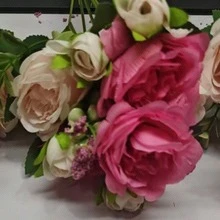 人造花粉色花朵丝绸牡丹花束，适用于婚礼宴会餐桌中心装饰、花艺布置、家居厨房装饰 - 藕粉色 - 查看 2