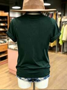 NostaNoir Áo thun tay ngắn in hình cây và mặt trăng cho mùa hè Áo thun họa tiết dành cho nữ - màu xanh lá - Xem 2