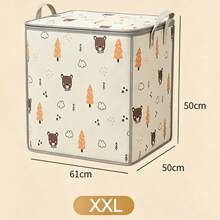 Caja de almacenamiento de ropa plegable de gran capacidad con asa, el lindo patrón de oso y árbol hace que la organización del hogar sea divertida, bolsa de almacenamiento de ropa de cama portátil reforzada, organizador de armario ahorra espacio para el dormitorio, el hogar y la residencia estudiantil, de uso múltiple como cesta de lavandería o almacenamiento de juguetes - Multicolor - Ver 5