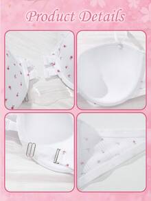 1件装女士白色前扣式钢圈聚拢挂脖文胸 - 白色 - 查看 5