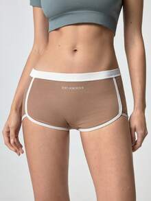 Loungeista 4 pièces Culottes pour femmes de style sportif, couleurs avec imprimé lettres, taille mi-haute, douces et confortables. Boxers décontractés pour femmes. - Multicolore - Voir 6