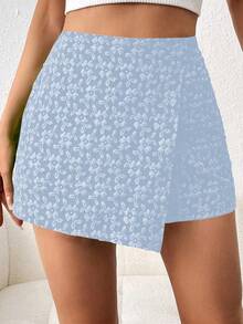 GlowEve Quần váy suông màu trơn thanh lịch Jacquard họa tiết cho ngày lễ tình nhân - Màu xanh lam - Xem 7