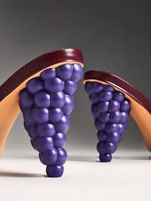 SHUZIA Sandales à talons chics et avant-gardistes en forme de raisin avec bande en gelée transparente pour femmes - Rouge foncé - Voir 7