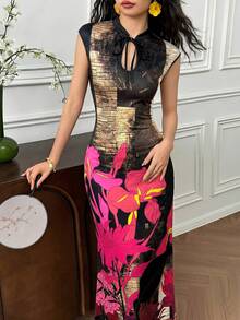 EastFlair Đầm hoa thanh lịch dành cho nữ, thích hợp cho mùa hè. - màu đen - Xem 6
