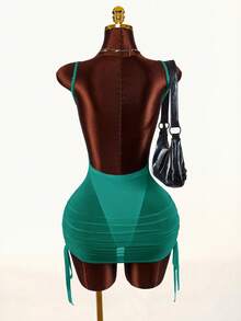 Vestido mini básico, romántico y semi-transparente, cómodo y ajustado para mujeres, 2026 nuevo - Verde 2 - Ver 10