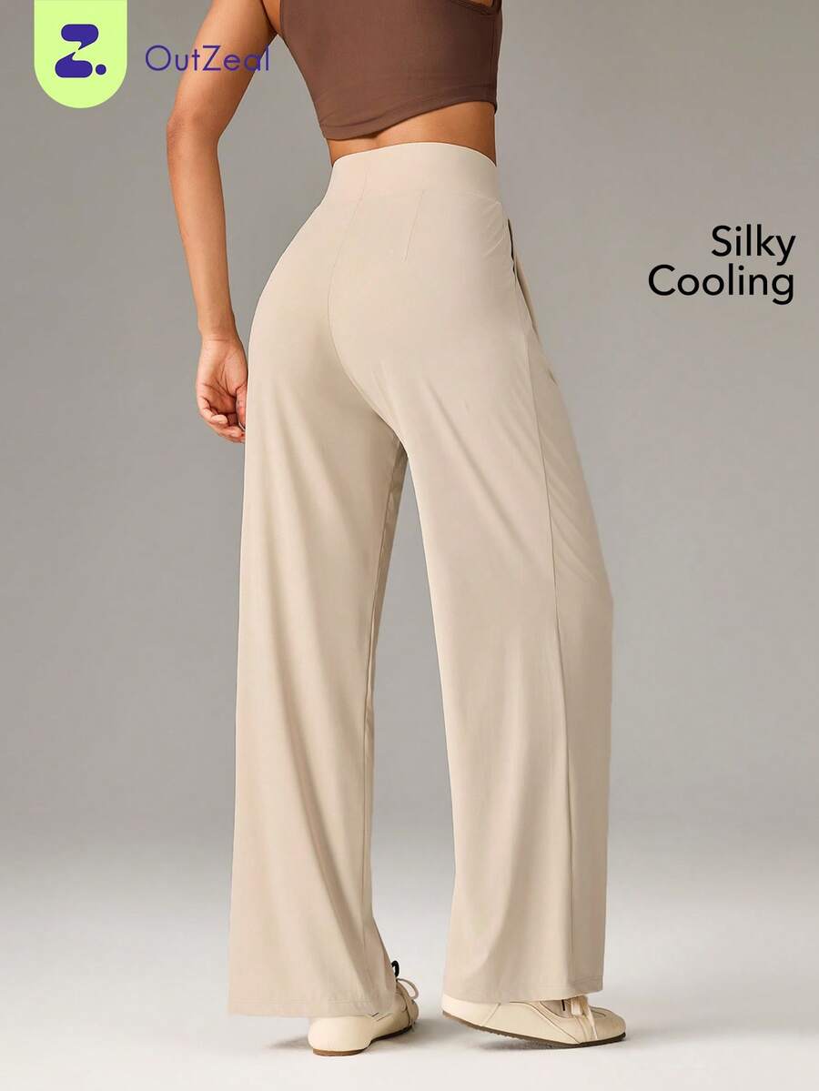 OutZeal Women Sports Pants Daily Casual Lounge UV Protection Cool Touch Silky Soft Wide Leg Active Bottom - Apricot - View 1