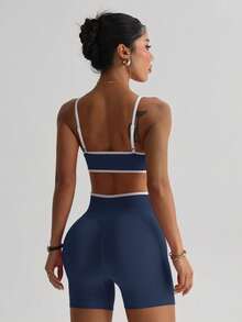 Dewbera Dewbera Women's Seamless Yoga Activewear Set - Navy Blue - View 2