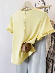 Resyla Women's Floral Print T-Shirt / Ruffle Design / Daily Casual / Summer - Multicolor - View 2