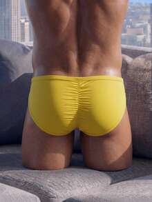 DrisQ 1 pieza Ropa interior sexy de hombre de tela amarilla cautivadora de cintura media - Amarillo - Ver 2