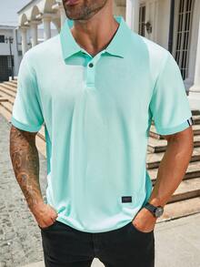 Manfinity Homme Plus Size Men's Casual Commuting Versatile Polo Shirt, Short Sleeve - Mint Green - View 3