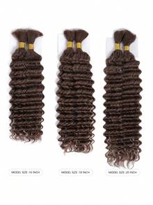 Boho Braids 2件装无纬深波浪钩编人发，纯色2号深棕色巧克力色，原生人发接发，无结辫子接发，女士专用 - S2# - 查看 3