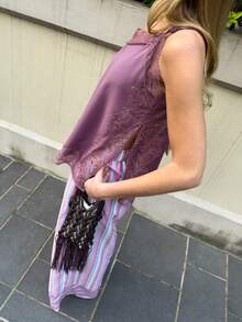 Nöista 休闲条纹松紧带裤 - 粉色 - 查看 10