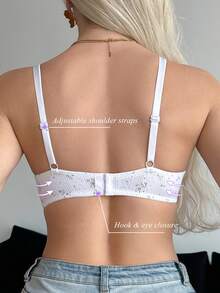 DesireSculpt 1 pieza Sujetador blanco inalámbrico y cómodo con parches de encaje para mujer - Blanco - Ver 2
