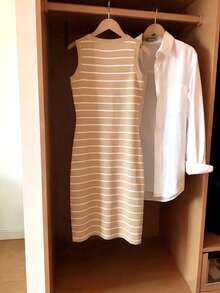 Resyla Women's Spring/Summer New Arrival Striped Print Round Neck Fitted Camisole Dress - Multicolor - View 2