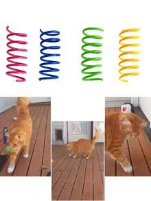 Plastic Colorful Self-Entertained Bouncing Spring Toy For Pet Cats, 8/16/20/24/32PCS Creative Cat Toy, Maintain Health, Interactive Durable Heavy-Duty Plastic Toy For Batting, Biting, Hunting, Kitten Toy, Valentine's Day Gift For Cats/Dogs - Multicolor - View 5