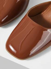 Mnmlis Giày sandal cao gót đế thô, giày da nữ mùa hè, khóa cài một chữ, giày cao gót kiểu Pháp đa năng, giày nữ đế bằng, giày đơn. - màu nâu - Xem 3