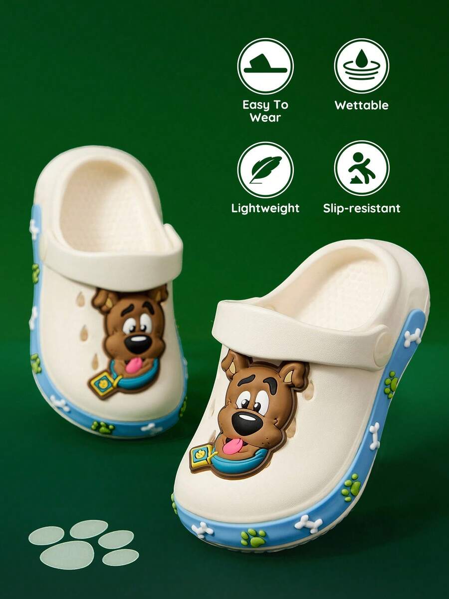 SCOOBY-DOO X SHEIN Cute Cartoon Puppy Children's Garden Slippers, Suitable For Young Children, Light And Durable EVA Material, Suitable For Both Indoor And Outdoor. - color mixing - View 1