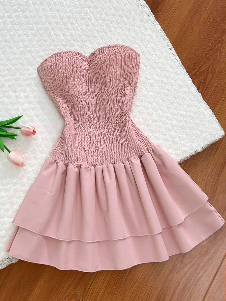 Elamini Women's Pink Strapless Dress | Wedding Season | Light Formal | Sweet & Girly - Pink - View 1