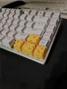 Zazumi 4Pcs Compact Size Smooth Surface Cute Design Yellow Cheese Shape Keycaps For Mechanical Keyboard Office Work Gaming Desktop Decor Comfortable Typing Experience Soft Touch Add Playful Vibe To Daily Routine Unique Novelty Key Cap Set Custom Replacement Keys For Gamer Office Worker Birthday Christmas - View 4
