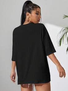 Sundraya Crew Neck Drop Shoulder T-Shirt - Green - View 4