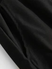 Manfinity Homme 男士工裝短褲，時尚街頭風黑白圖案印花抽繩口袋多功能短褲，適合夏季休閒度假城市旅行 - 黑色 - 查看 6