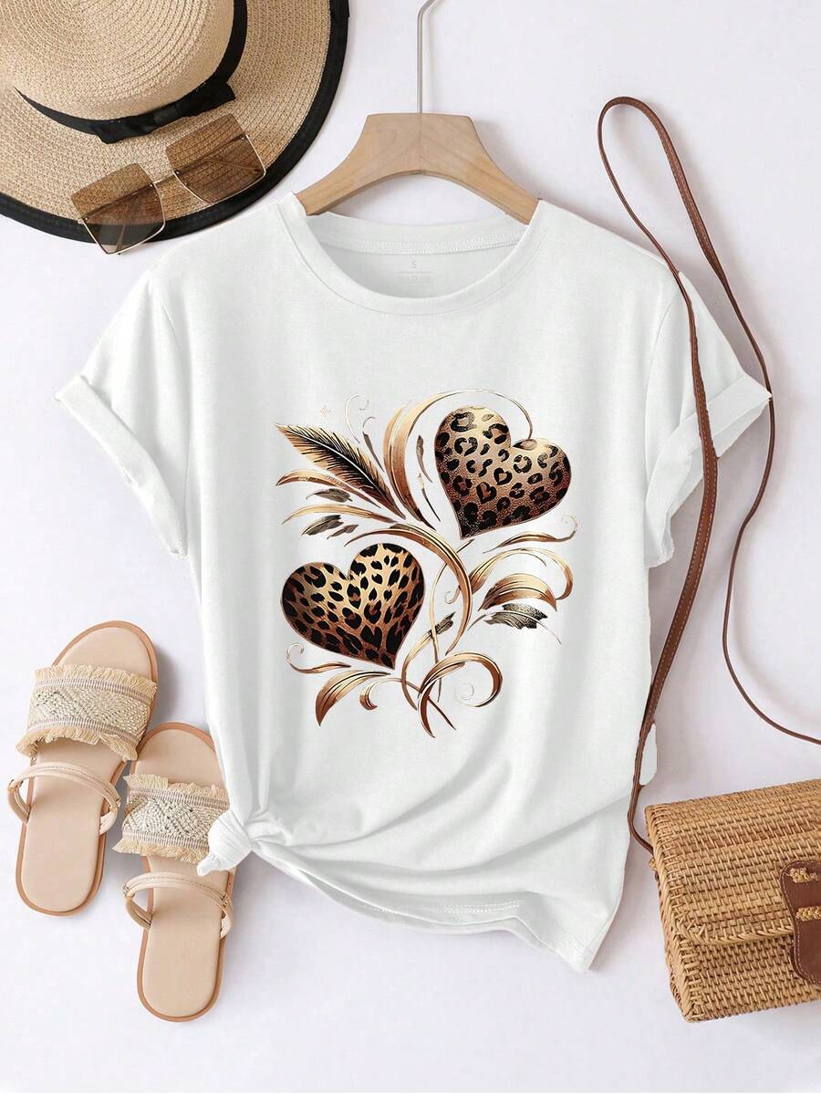 EMERY ROSE 女士短袖休闲T恤 简约女式上衣 - 白色 - 查看 1