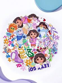 DORA | SHEIN 卡通贴纸，适用于水瓶、手机、保护壳、笔记本电脑、滑板等，礼品之选 - 多色 - 查看 2