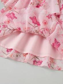 Babygirl Cute & Elegant Yellow Ruffle Floral Sleeveless Dress - Multicolor - View 7