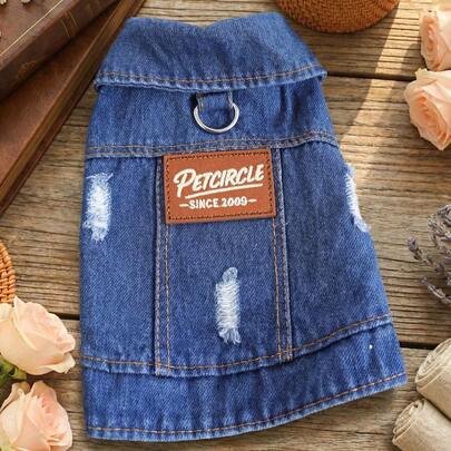 PETSIN 1 Piece Of Clothing For Cats/Dogs, Vintage Vintage Blue Pet Vest With Traction Ring And Perforated Small Dog Fashionable Jacket