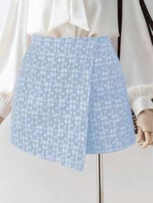 GlowEve Quần váy suông màu trơn thanh lịch Jacquard họa tiết cho ngày lễ tình nhân - Màu xanh lam - Xem 4
