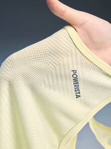 Powerista Áo tank top thể thao nữ đa năng in chữ, chất liệu lưới xuyên thấu, kiểu dáng thường ngày. - Màu vàng - Xem 8