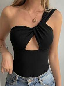 DAZY Women's Summer Hollow Cross Strap Fitted Sexy Casual Camisole Y2k Club Night Night Out Black - Khaki - View 2