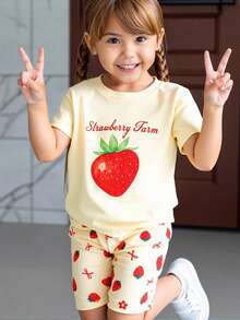 1件女童数码印花圆领短袖T恤，春夏款 - 彩色 - 查看 9