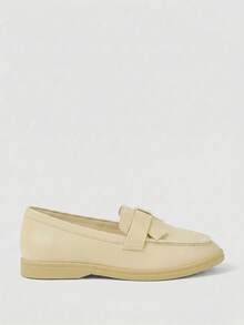 CUCCOO BIZCHIC Women's Simple Round Toe Flat Shoes, Elegant And Generous Casual Minimalist Comfortable Slip-On Flats, Suitable For Work, Commute, Dating, Formal Occasions, Fashion Versatile - Beige - View 3