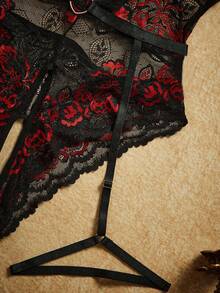 Spicy Aura 2pcs Women Lace Sexy Bodysuits (Wireless/Garters) For Going Out - Multicolor - View 4