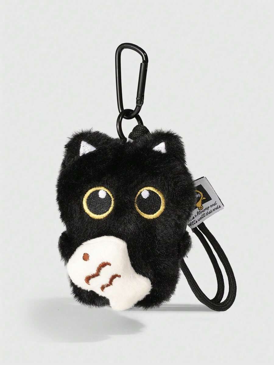 ROMWE Kawaii 1个可爱黑猫鱼包挂饰,萌趣动物吊坠,适合生日和节日礼物,也是音乐节、返校季和毕业季的完美包包配饰 - 黑色1 - 查看 1