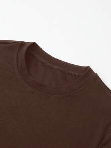 Women's Solid Color Fitted Crew Neck T-Shirt, Dark Purple - 多色 2 - 查看 4