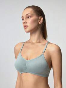 Loungeista 3pcs/Set Non-Wired Solid Color Pleated Camisole Bra Sets For Summer - Multicolor - View 11