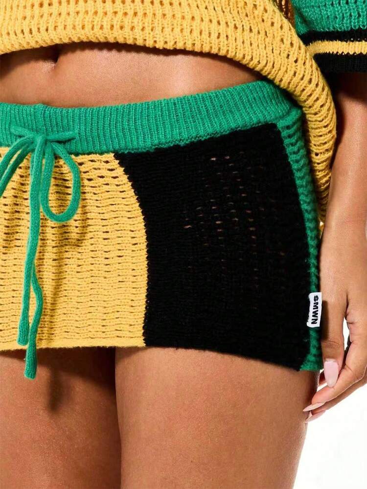 SUMWON WOMEN Knitted Mini Skirt With Drawstring