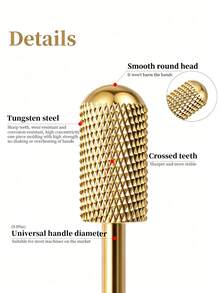 GGJOYO Nail Drill Bit, 1pc Bits For Nail Drill, Tungsten Carbide Nail Drill Bits, Smooth Round Top Large Barrel Bits, Nail Supplies For Nail Tech To Remove Acrylic Nails (XF & F & M & C & XC & 2XC) - Gold - View 4