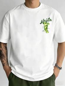Manfinity Dauomo Men's Fresh Lime Mojito Pattern Short Sleeve Crew Neck T-Shirt - White - View 4