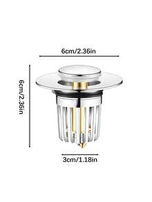 1pc Bathroom Sink Drain Plug, Universal Stainless Steel Pop-Up Drain Plug Filter, Push-Button Pop-Up Sink Filter With Hair Collector - Multicolor - View 6