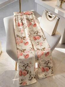 GlowEve Women's Spring/Summer Casual Floral Print Ruffle Waist Wide Leg Pants - Multicolor - View 2