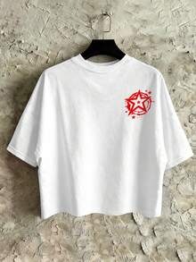 STEELVANCE 男士休闲时尚街头通勤星形字母印花宽松T恤，夏季 - 彩色 - 查看 3