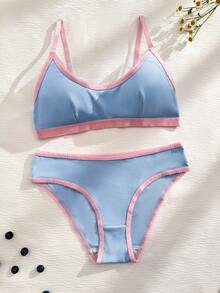 Eraneu 2pcs/Set Colorful Comfortable Lingerie Set For Women - Blue - View 6
