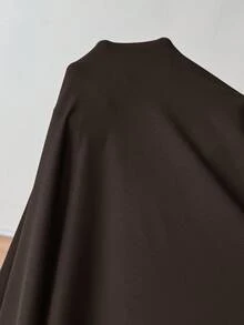 PETITE Vestido evasé de unicolor marrón café con cuello cuadrado elegante para mujer, primavera/verano - Café integral - Ver 7