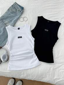 Tseoso 2pcs Women Crew Neck Fitted Camisole - Multicolor - View 8