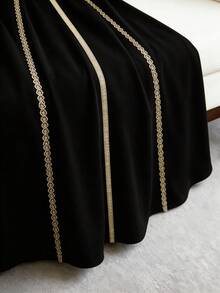 Elenzga 大码撞色方领宽肩带腰身优雅夏季连衣裙 - 黑色 - 查看 3